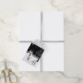 Cute sneeuwman met zwarte en witte kerst cadeaulabel (Met Touw)