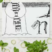 Cute sneeuwman met zwarte en witte kerst theedoek (Gevouwen)