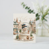 Cute Sneeuwman Sneeuwbol Briefkaart (Staand voorkant)