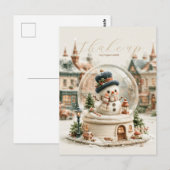 Cute Sneeuwman Sneeuwbol Briefkaart (Voorkant / Achterkant)