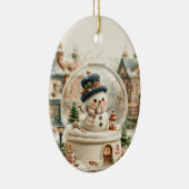 Cute Sneeuwman Sneeuwbol Keramisch Ornament (Rechts)