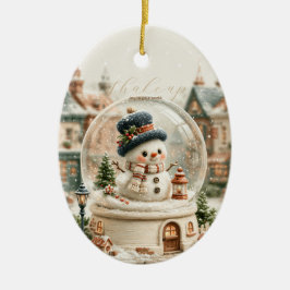 Cute Sneeuwman Sneeuwbol Keramisch Ornament