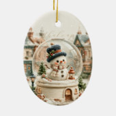 Cute Sneeuwman Sneeuwbol Keramisch Ornament (Achterkant)
