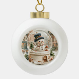 Cute Sneeuwman Sneeuwbol Keramische Bal Ornament