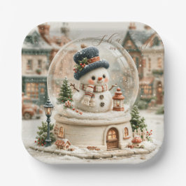 Cute Sneeuwman Sneeuwbol Papieren Bordje