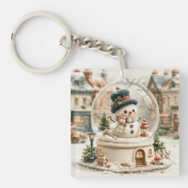 Cute Sneeuwman Sneeuwbol Sleutelhanger