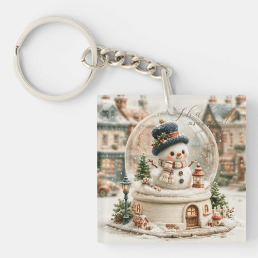 Cute Sneeuwman Sneeuwbol Sleutelhanger (voorkant)