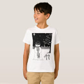 Cute sneeuwman zwarte & witte illustratie kerstmis t-shirt (Voorkant volledig)