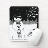 Cute sneeuwman zwarte & witte kersttekening muismat (Met muis)