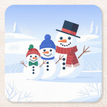 Cute Sneeuwmannen Familie Onderzetter Set