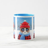 Cute sneeuwschoenkat, sneeuwwinterkat, natuur mok (Midden)