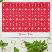 Cute Sneeuwvlokken Witte Patroon Script Naam   Roo Theedoek (Gevouwen)