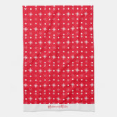 Cute Sneeuwvlokken Witte Patroon Script Naam   Roo Theedoek (Verticaal)