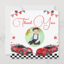 Cute Snel Eén Rood en Zwart Raceauto 1e Verjaardag