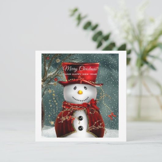 Cute snewman feestdagenkaart (Staand voorkant)
