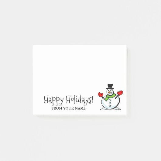 Cute snewman gepersonaliseerde kerstwintervakantie post-it® notes (Voorkant)