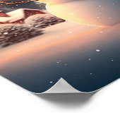 Cute snewman in het winterbos. poster (Hoek)