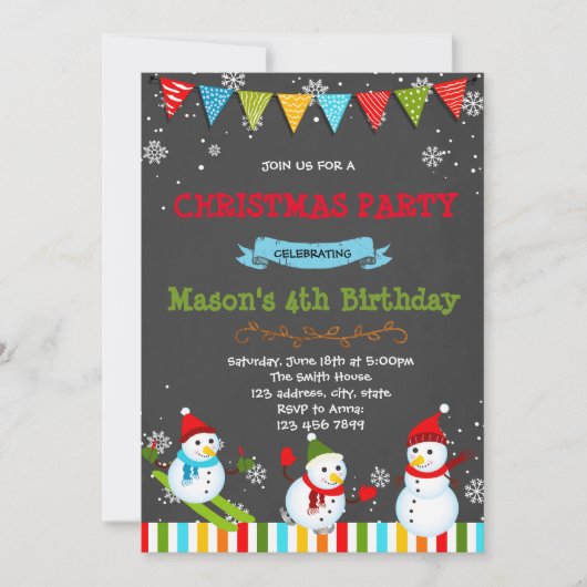 Cute snewman verjaardagsfeest uitnodiging (Voorkant)