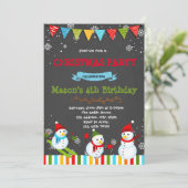 Cute snewman verjaardagsfeest uitnodiging (Staand voorkant)