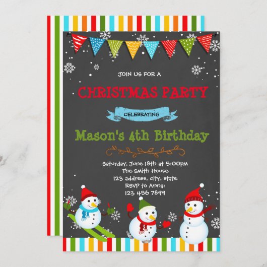 Cute snewman verjaardagsfeest uitnodiging (Voorkant / Achterkant)