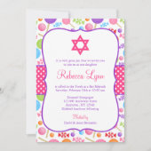 Cute Snoep Bat Mitzvah Kaart (Voorkant)