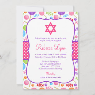 Cute Snoep Bat Mitzvah Kaart
