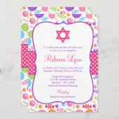 Cute Snoep Bat Mitzvah Kaart (Voorkant / Achterkant)