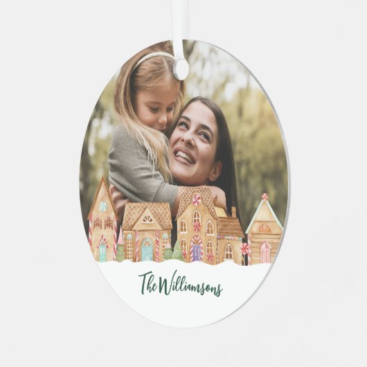 Cute Snoep Gingerbrood Houders Foto Metalen Ornament (Voorkant links)