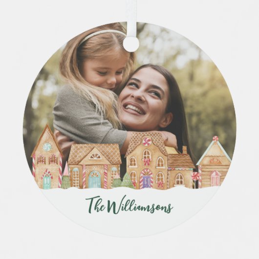 Cute Snoep Gingerbrood Houders Foto Metalen Ornament (Voorkant)