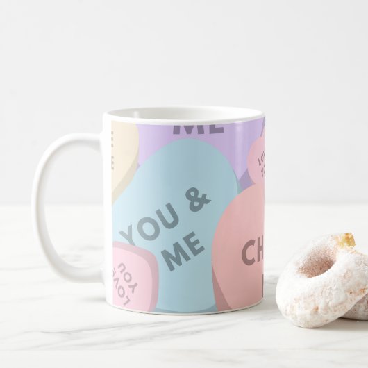 Cute Snoep Hearts Valentijnsdag Koffiemok (Met donut)