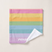 Cute Snoep pasta regenboogstripes, gepersonaliseer Bad Handdoek (Wasdoekje)