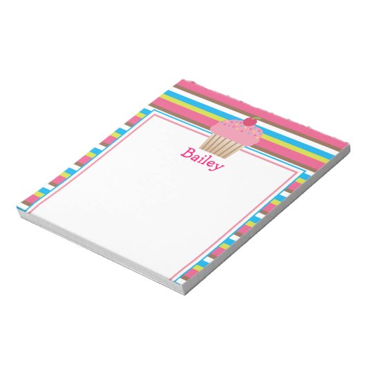 Cute Snoep Striped Cupcake Notitieblok (Linkerzijde)