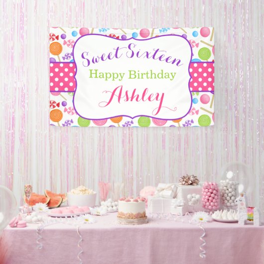 Cute Snoep Sweet 16 Birthday Party Spandoek (Feest)