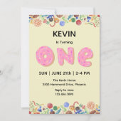Cute Snoep Theme First Birthday Invitation Kaart (Voorkant)