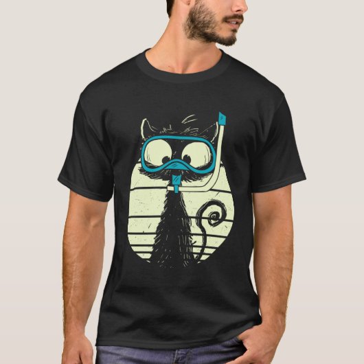 Cute Snorkel Cat Diver Cat Diving Goggles T-shirt (Voorkant)