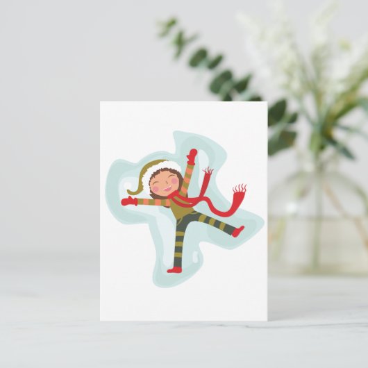 Cute Snow Angel Girl Briefkaart (Staand voorkant)