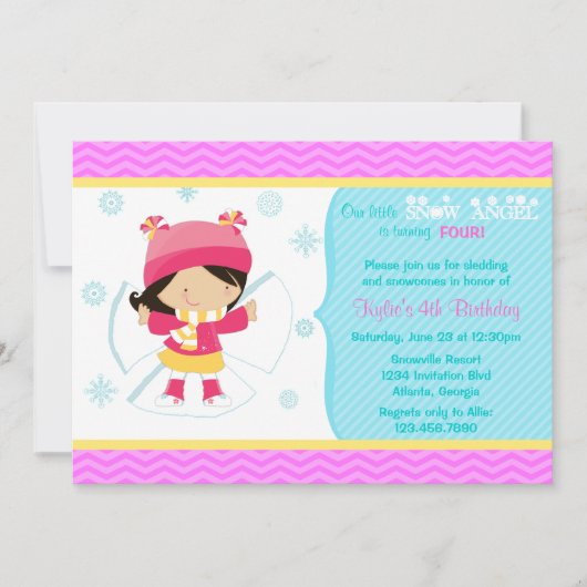 Cute Snow Angel Kinder Winter Birthday Party Kaart (Voorkant)