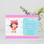 Cute Snow Angel Kinder Winter Birthday Party Kaart (Staand voorkant)