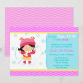 Cute Snow Angel Kinder Winter Birthday Party Kaart (Voorkant / Achterkant)