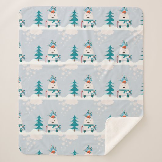 Cute Snow Beer Kinder kerstSherpa Blanket Sherpa Deken (Voorkant)