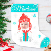 Cute Snow Beer Kinder Photo Stocking Grote Kerstsok