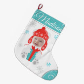 Cute Snow Beer Kinder Photo Stocking Grote Kerstsok (Voorkant (Hangend))