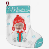 Cute Snow Beer Kinder Photo Stocking Grote Kerstsok (Voorkant)