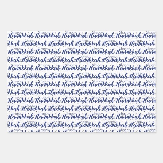 Cute Snow Bubbles & Polka Dot Happy Hanukkah Inpakpapier Vel (Voorkant)