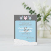 Cute snow bunny skier-huwelijksuitnodiging kaart (Staand voorkant)