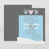 Cute snow bunny skier-huwelijksuitnodiging kaart (Voorkant / Achterkant)