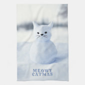 Cute Snow Cat Meowy Catmas Christmas Kitchen Towel Theedoek (Verticaal)