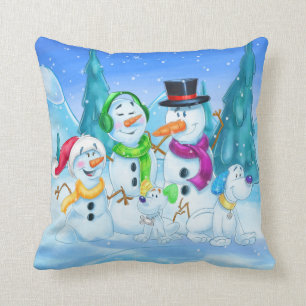 Cute snow family cartoon kussen