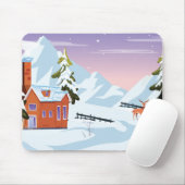 Cute Snow Filling Winter Scene with Deer Muismat (Met muis)