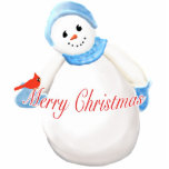 Cute Snow Girl Merry-kerstOrnament Fotobeeldje Ornament<br><div class="desc">Een kleine, kleine sneeuwman met helder rood kardinaal, geperst op haar wazige blauwe mitten, is een heerlijke kerst-kerstversiering. De wazige blauwe pet en sjaal. wortelneus en grote glimlach geven deze sneeuwman een vrolijk vakantiegevoel. U kunt ook genieten van de selectie van snowmangiften en ornamenten die in mijn winkel beschikbaar zijn....</div>